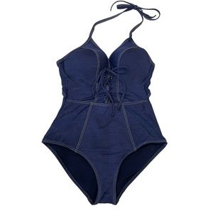 Jets Australia by Jessika Allen denim colored one piece swimsuit, USA size 8